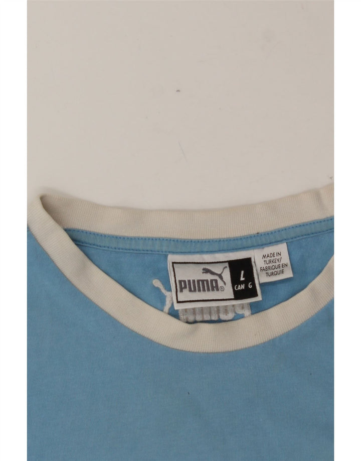 PUMA Mens Graphic T-Shirt Top Large Blue Vintage Puma and Second-Hand Puma from Messina Hembry 