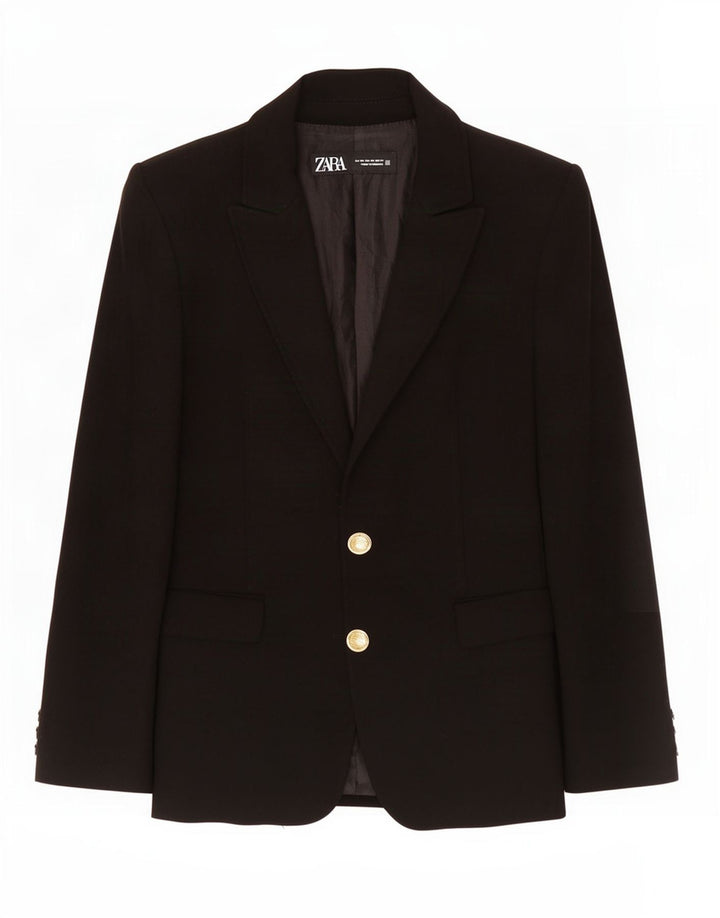 Blazer pentru femei Zara cu 2 nasturi, UK 6 XS, poliester negru