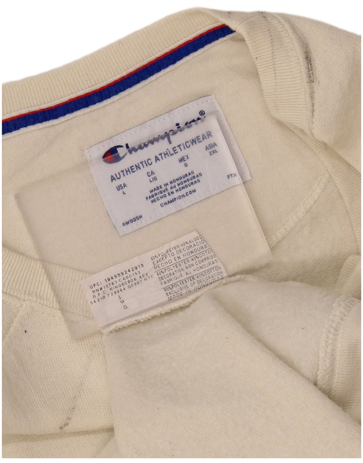 CHAMPION Mens Sweatshirt Jumper Large Off White Polyester