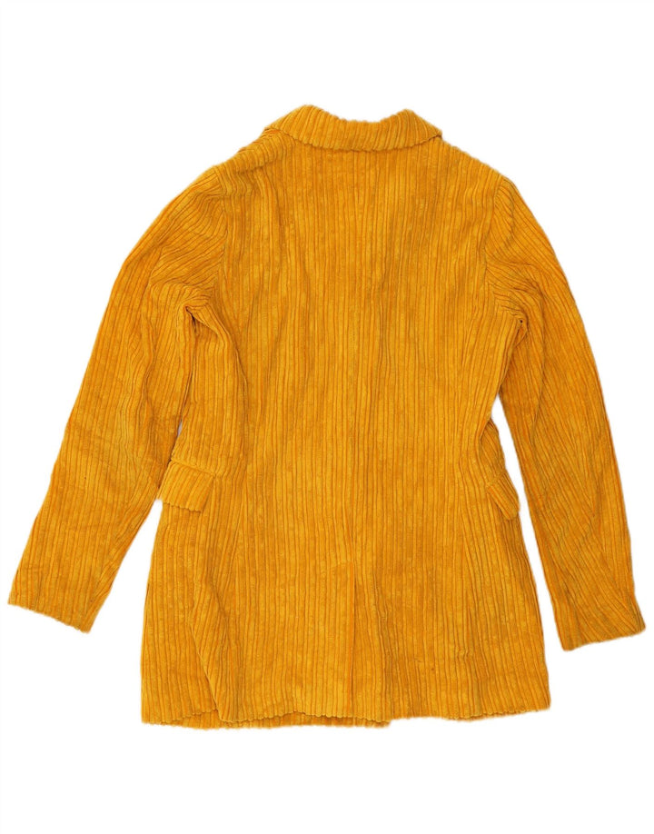 BENETTON Womens Double Breasted Corduroy Blazer Jacket UK 10 Small Yellow