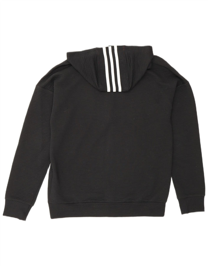 Adidas Boys Zip Hoodie Sweater 13-14 Years Black Polyester