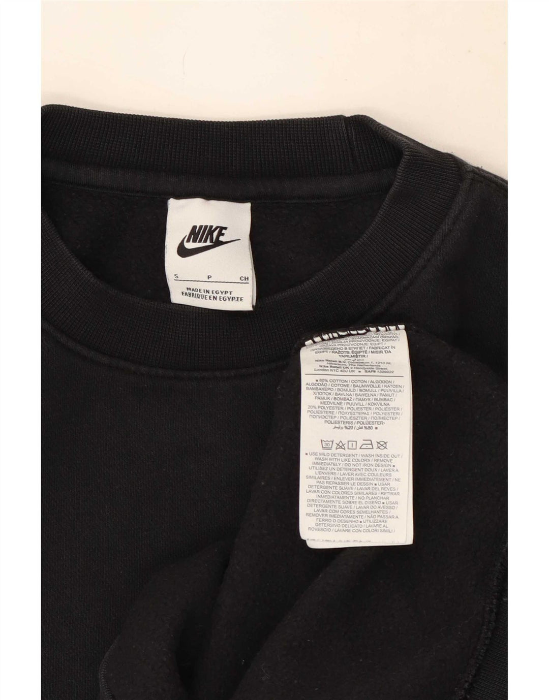 Nike Mens Sweatshirt Jumper Small Black Cotton