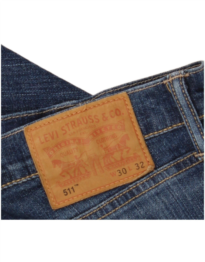 LEVI'S Jeans 511 Slim da Donna W30 L32 Blu Cotone