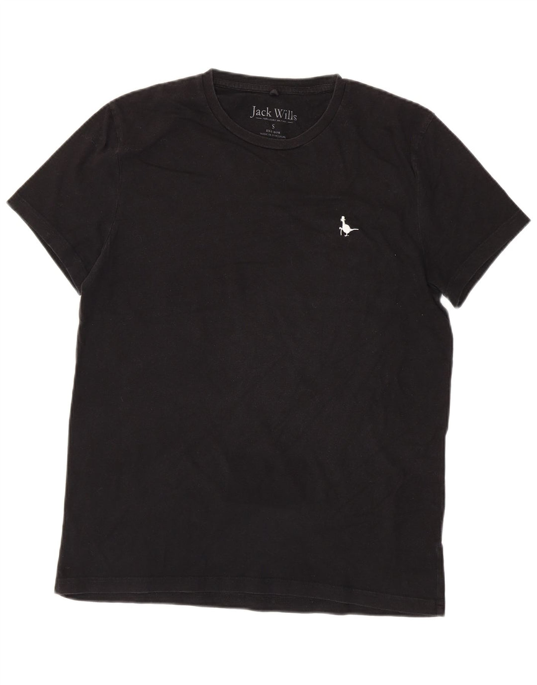 JACK WILLS Mens T-Shirt Top Small Black Cotton