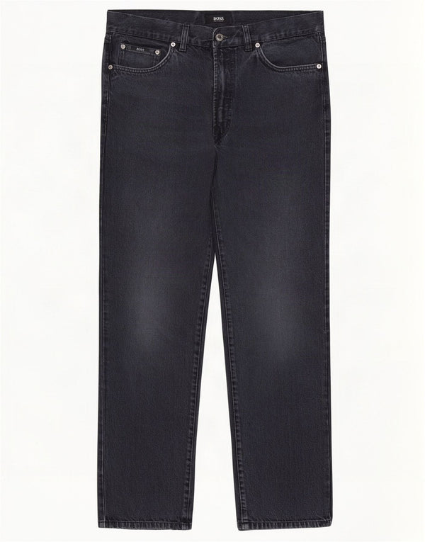 Hugo Boss Masculino Arkansas Straight Jeans W34 L32 Azul Marinho Algodão