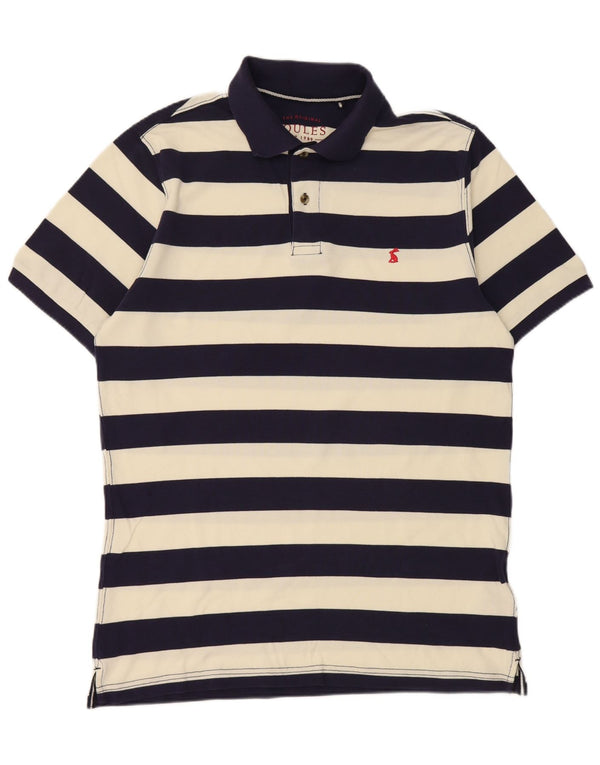 Joules Mens Short Sleeve Classic Fit Polo Shirt Large Navy Blue Striped
