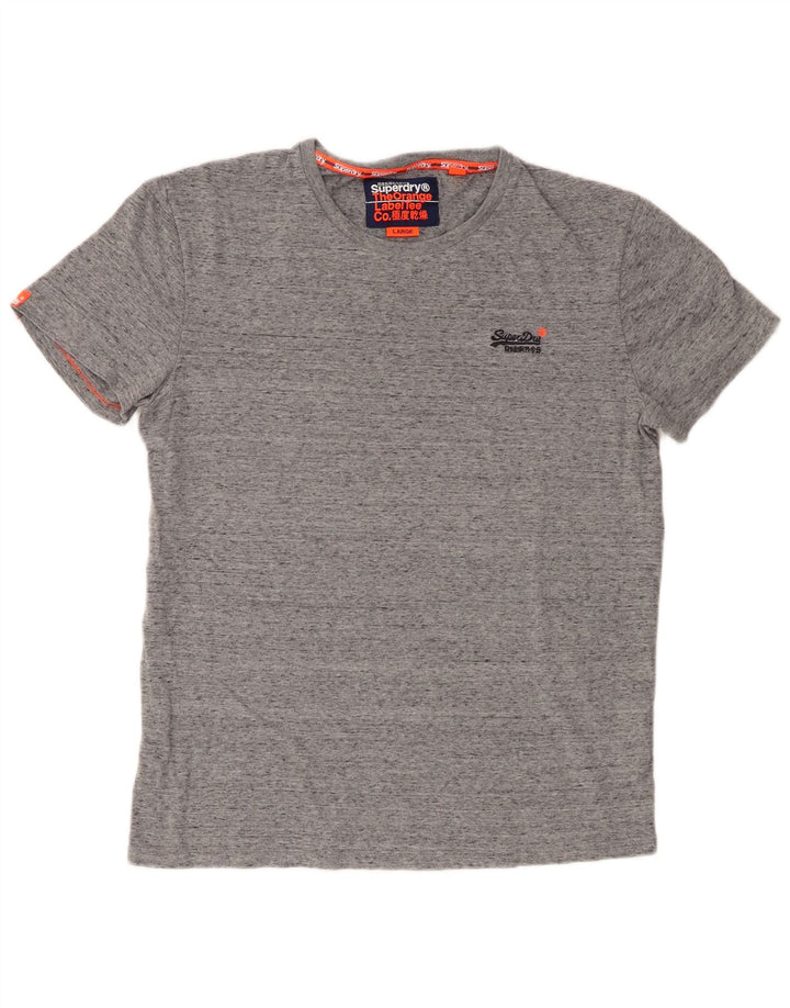 Superdry Mens T-Shirt Top Large Grey Flecked Cotton