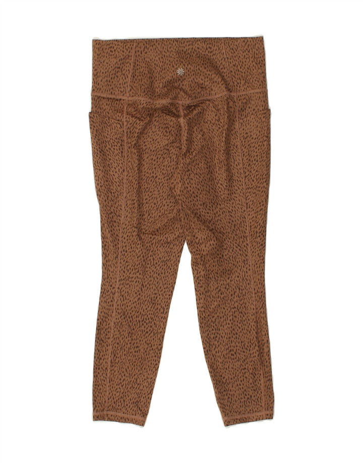 ATHLETA Womens Capri Leggings UK 12 Medium  Brown Animal Print Polyester Vintage Athleta and Second-Hand Athleta from Messina Hembry 