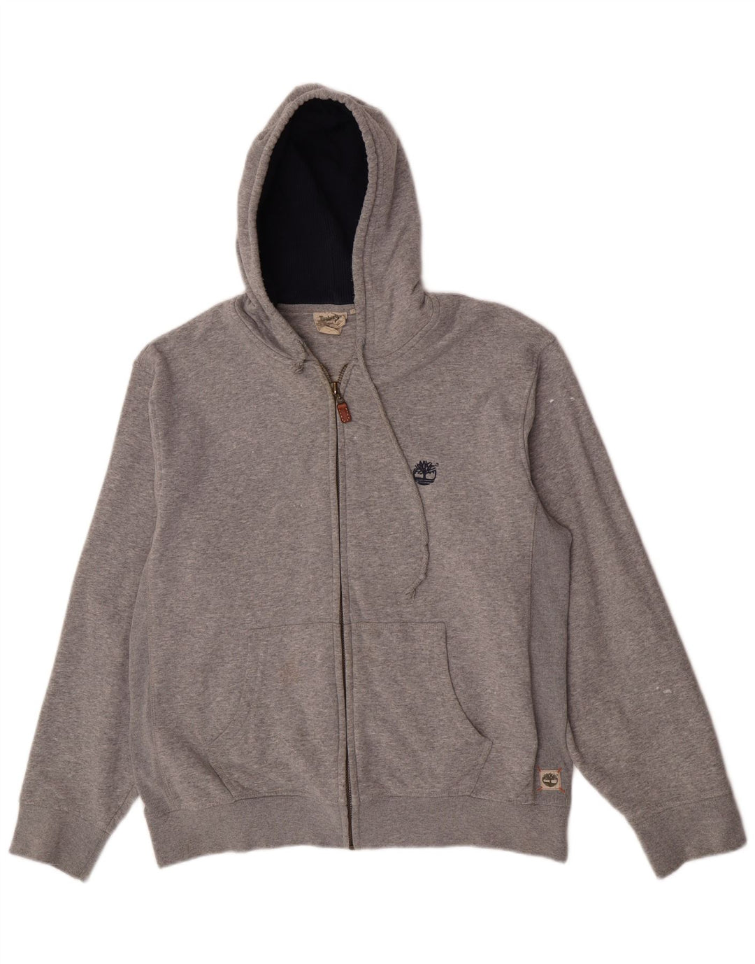 Timberland Mens Zip Hoodie Sweater Large Grey Cotton
