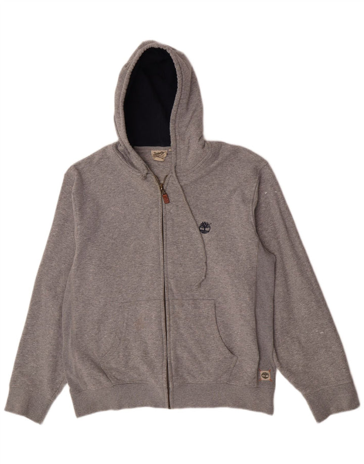 Timberland Mens Zip Hoodie Sweater Large Grey Cotton