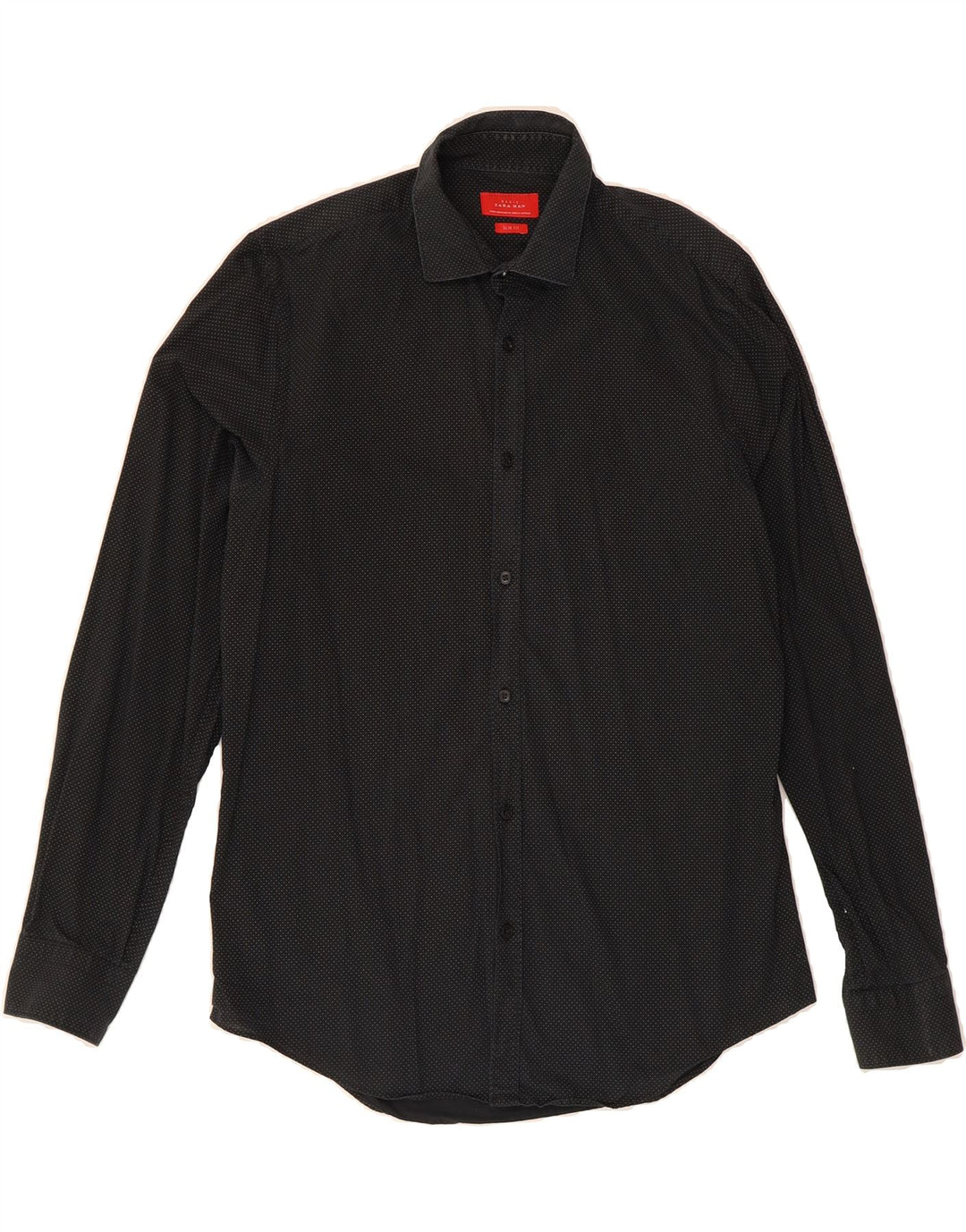 ZARA Mens Slim Fit Shirt Small Navy Blue Spotted Cotton Vintage Zara and Second-Hand Zara from Messina Hembry 