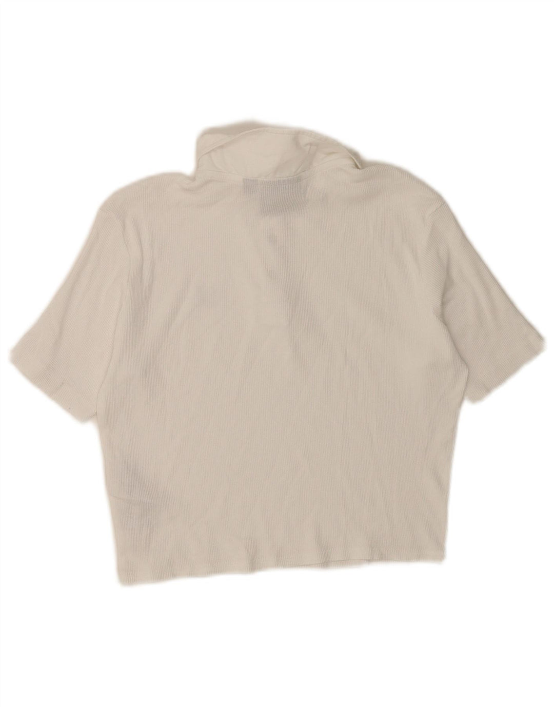 DICKIES Womens Crop Polo Shirt UK 12 Medium White Cotton