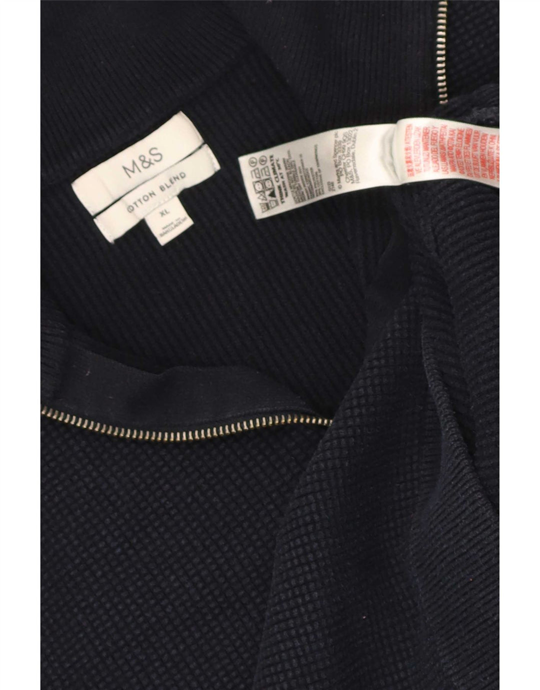 Marks & Spencer Pull col zippé pour homme XL Bleu marine Polyester