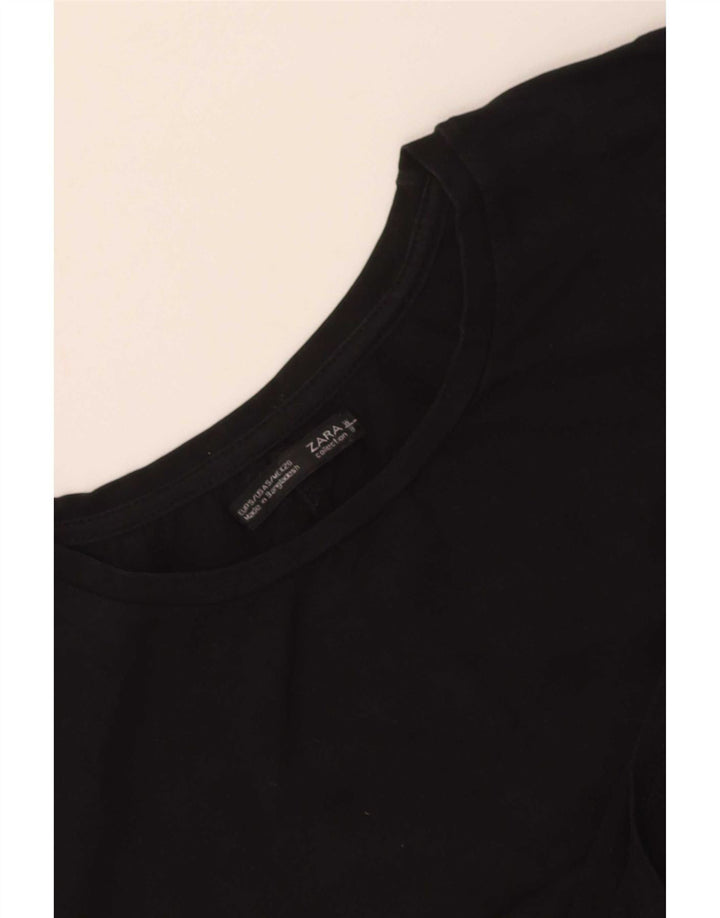 Zara Womens Crop T-Shirt Top UK 8 Small Black