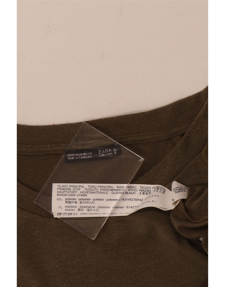 Zara Dame Asymmetrisk Tunika Top UK 14 Medium Grøn Polyester