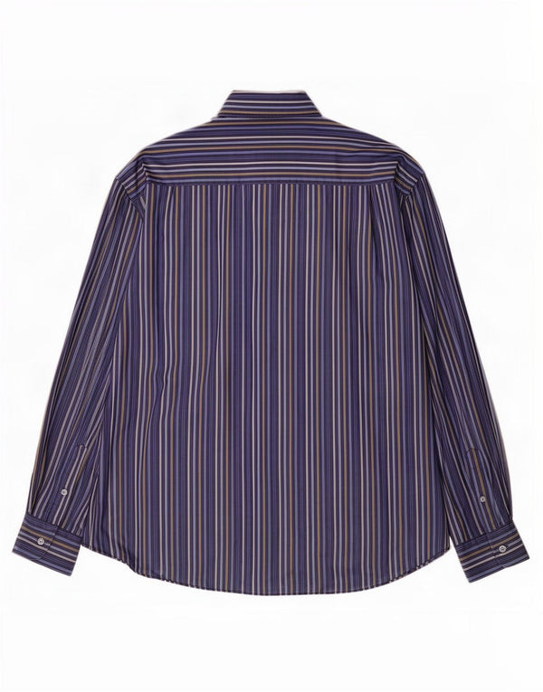 Camicia da uomo Paul & Shark taglia 45 XL cotone gessato blu navy