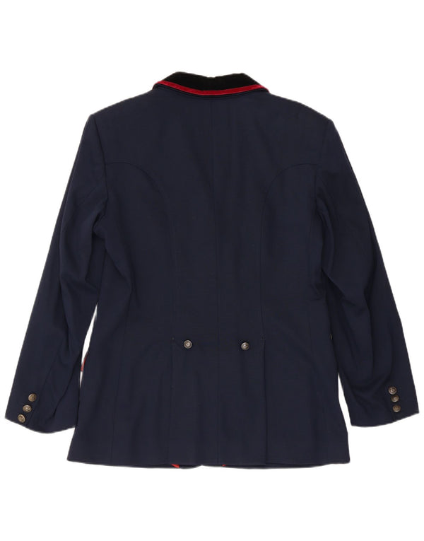 Vintage Womens Riding 4 Button Blazer Jacket IT 42 Medium Navy Blue Wool
