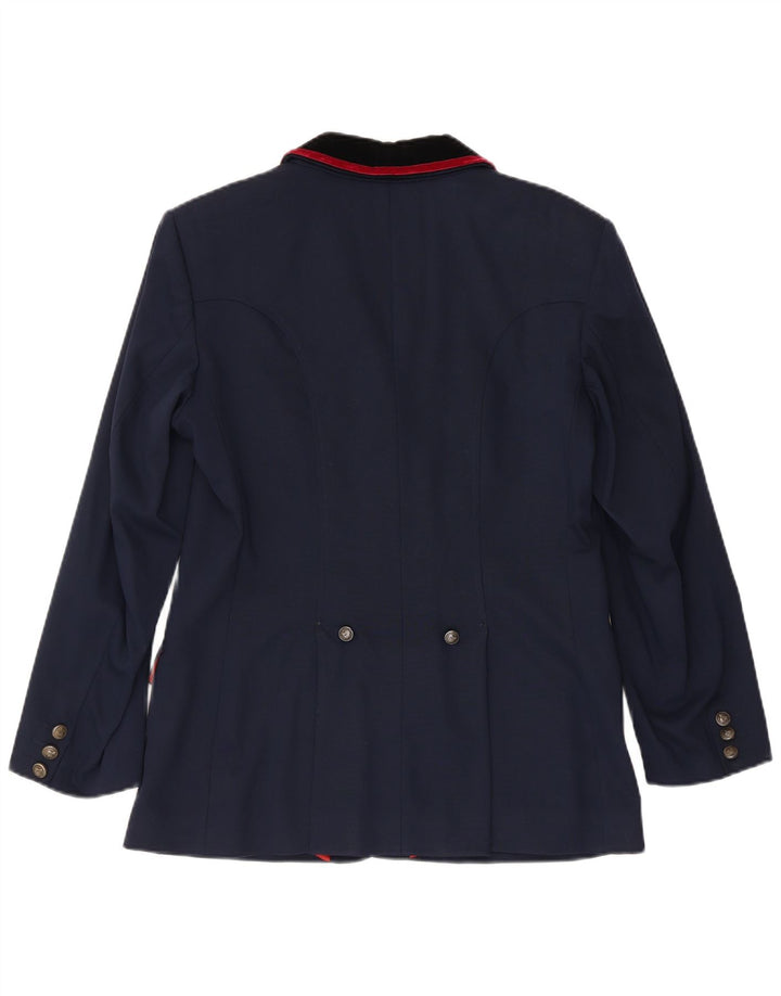 Vintage Womens Riding 4 Button Blazer Jacket IT 42 Medium Navy Blue Wool