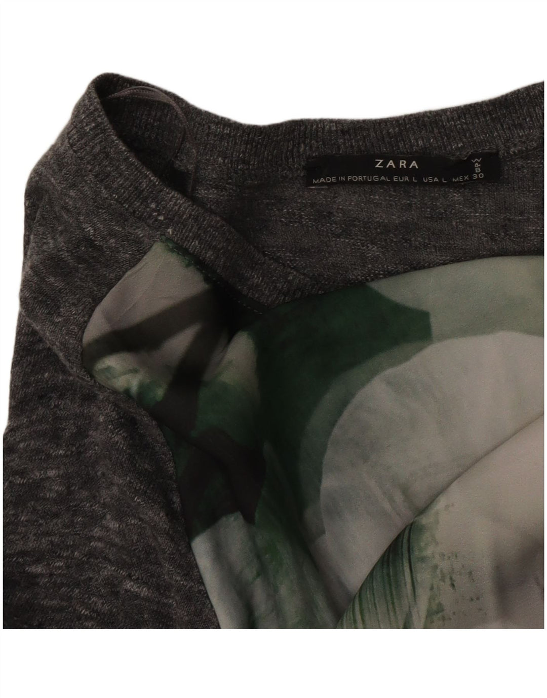 Zara Womens Blouse Top UK 16 Large Grey Floral