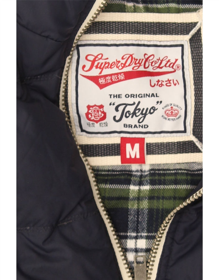 Superdry Mens Padded Gilet UK 38 Medium Navy Blue Nylon
