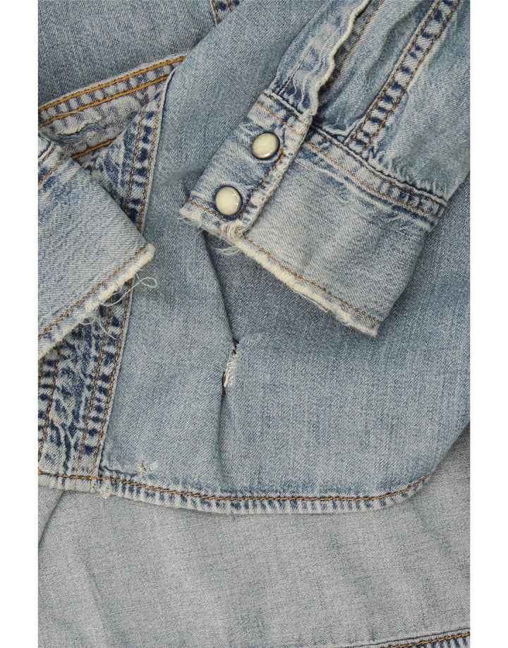 Lee Womens Denim Shirt UK 16 Large Blue Cotton