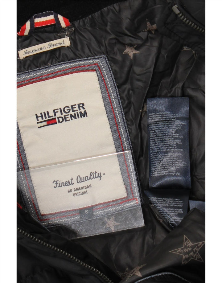 Tommy Hilfiger Womens Hooded Padded Coat UK 10 Small Black Polyester