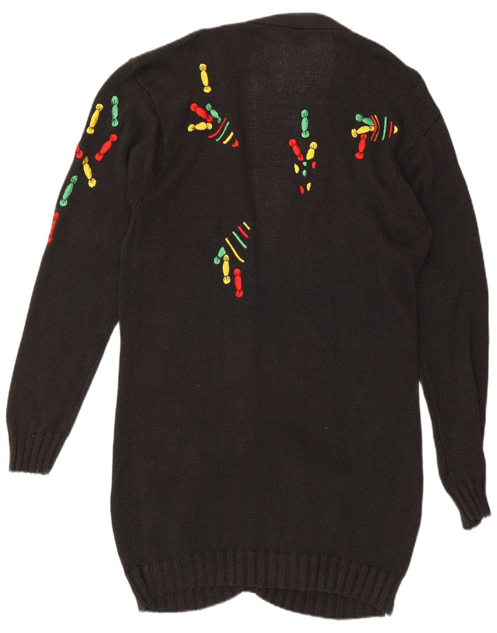 VINTAGE Womens Longline Cardigan Sweater EU 42 Large Black