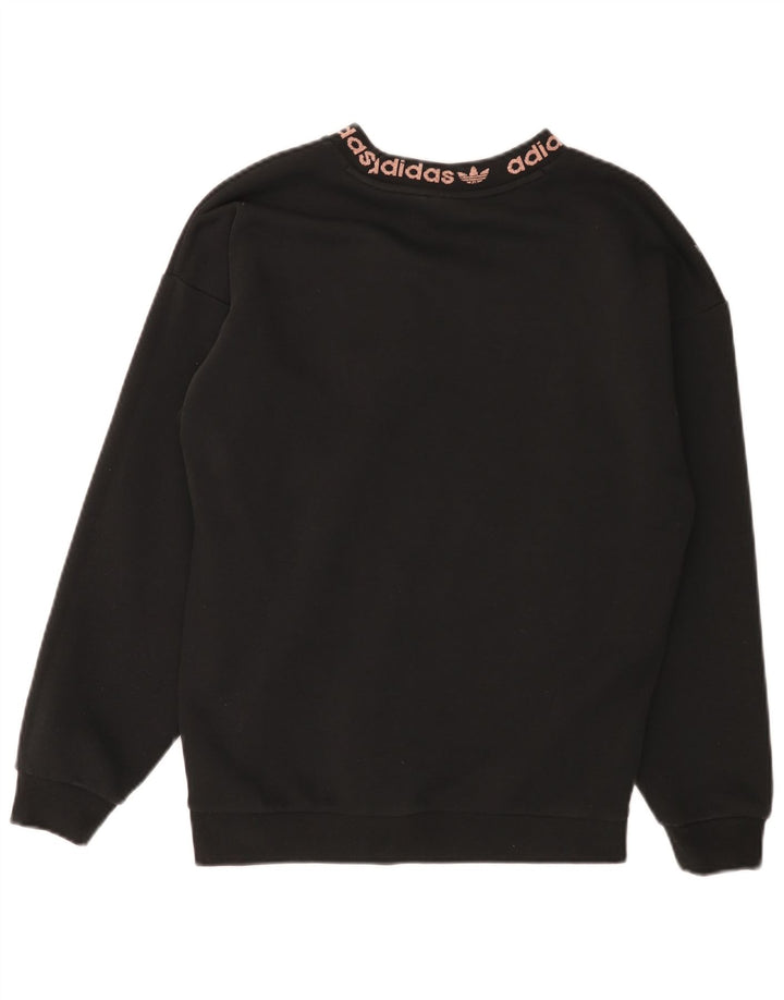 Adidas Womens Graphic Oversized Sweatshirt Jumper UK 4 Small Black Cotton