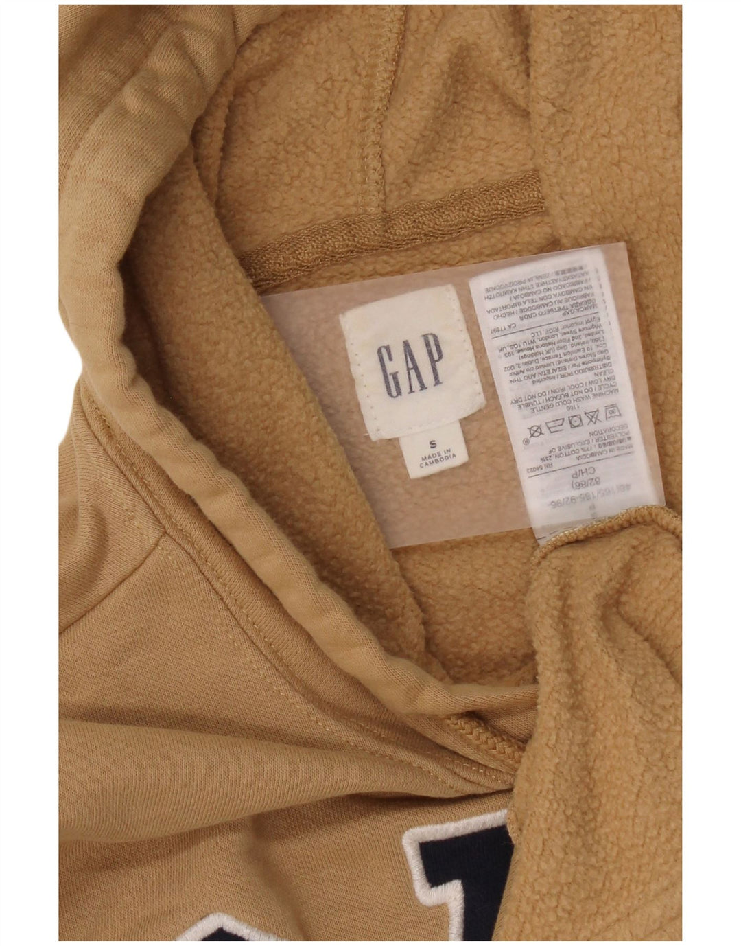 Gap Mens Graphic Hoodie Jumper Small Beige Cotton