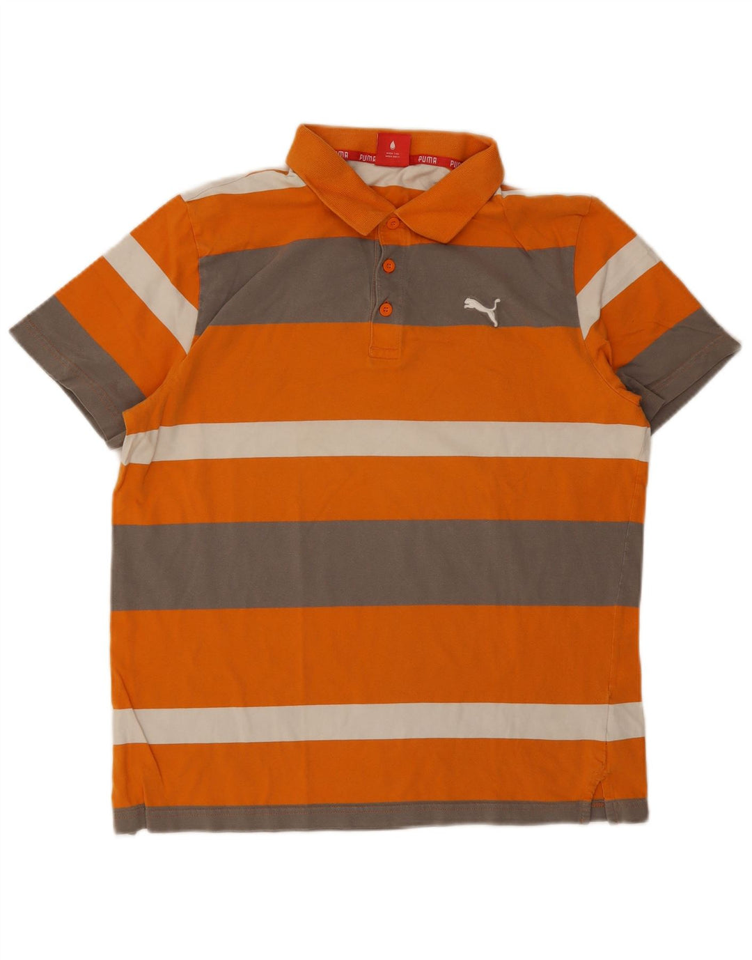 Puma Mens Short Sleeve Polo Shirt Large Orange Striped