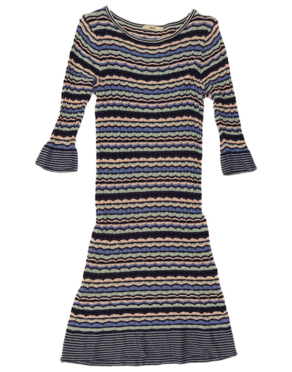 Oasis Dame 3/4-ærmet Jumper Dress UK 12 Medium Flerfarvet Stribet
