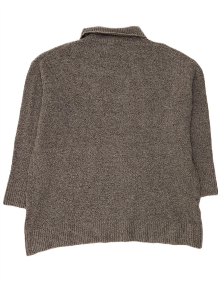 Zara Womens Oversized Roll Neck Jumper Sweater UK 10 Small Grey Acrylic