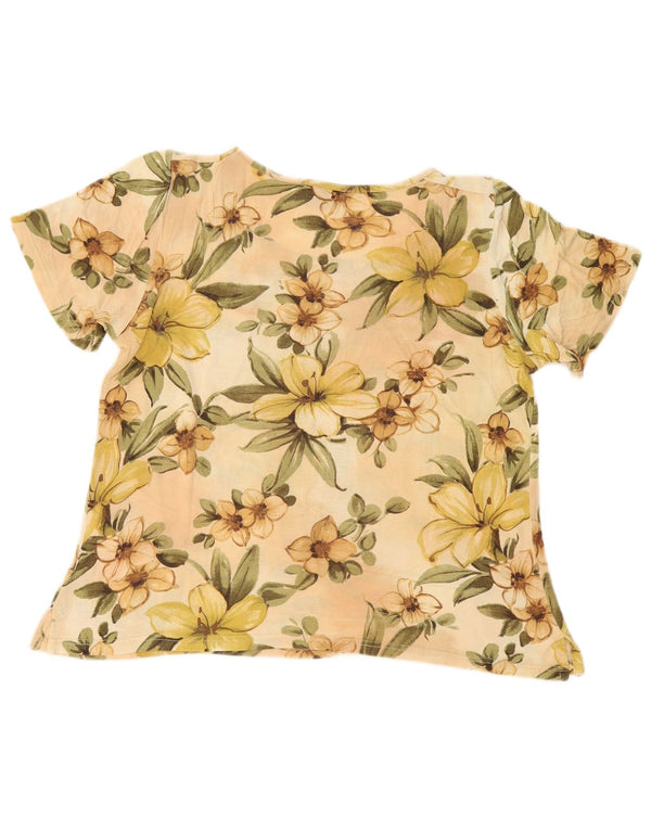 Conte of Florence T-shirt grafica da donna Top UK 16 Large Beige floreale