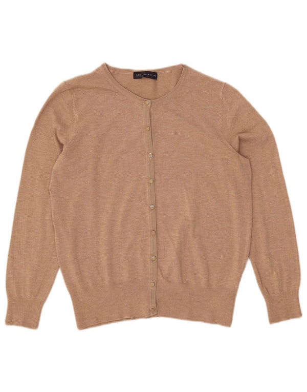 Marks & Spencer Womens Cardigan Sweater UK 12 Medium Beige Viscose