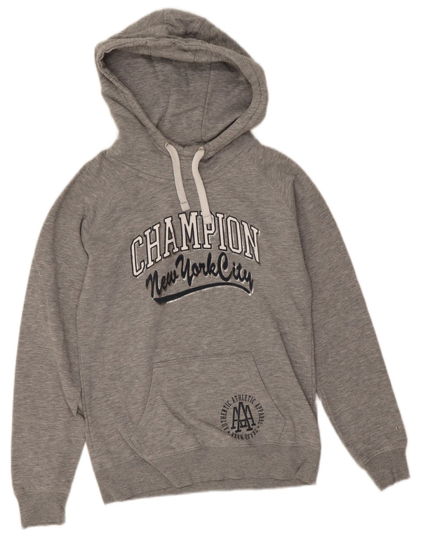 Champion Dame New York City Grafisk Hoodie Jumper UK 10 Small Grey