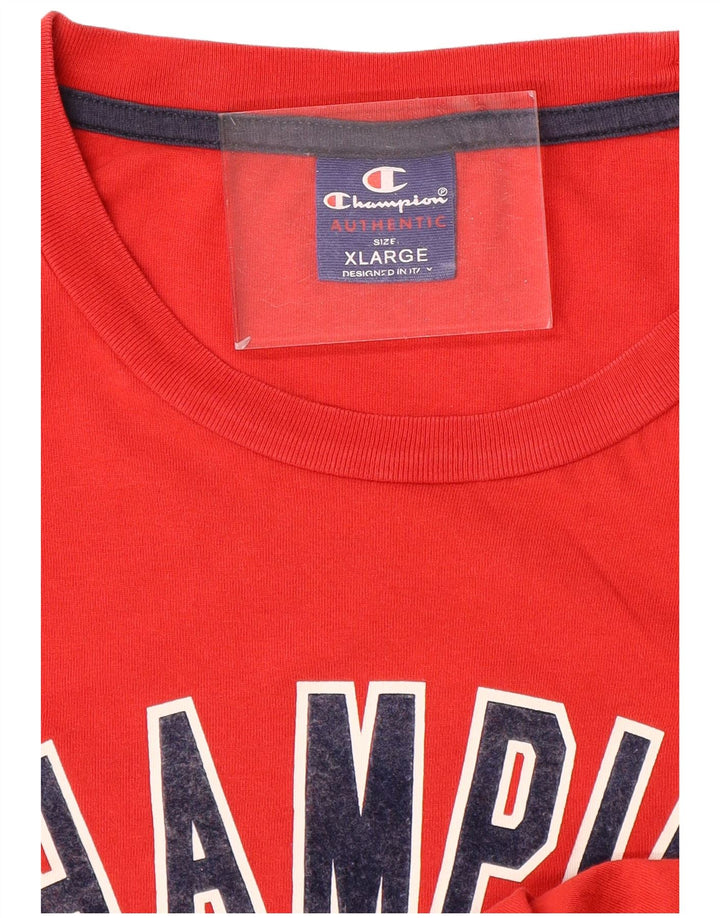 CHAMPION Herre Grafisk T-Shirt Top XL Rød