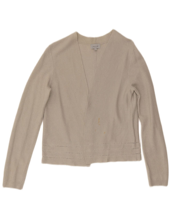 Jigsaw Womens Crop Open Cardigan Pullover UK 10 Small Grau Baumwolle