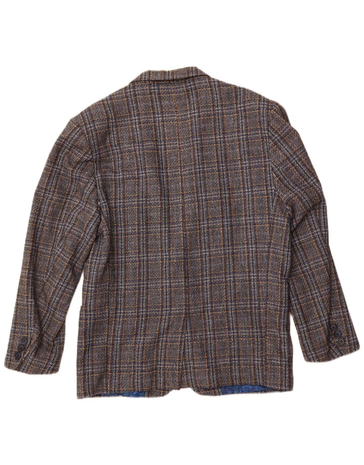 Vintage Mens 2 Button Blazer Jacket UK 38 Medium Grey Check Wool