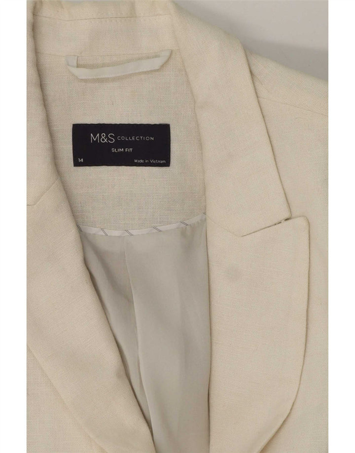 Jaqueta blazer feminina Marks & Spencer com 1 botão Reino Unido 14 grande branca