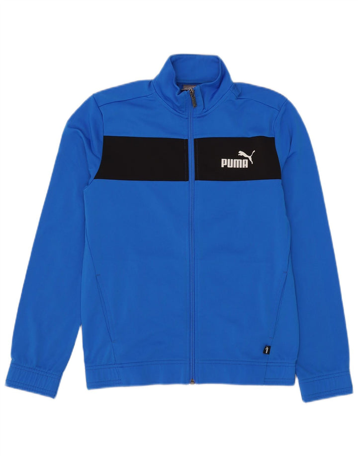 Puma Boys Tracksuit Top Jacket 13-14 Years Blue Colourblock Polyester