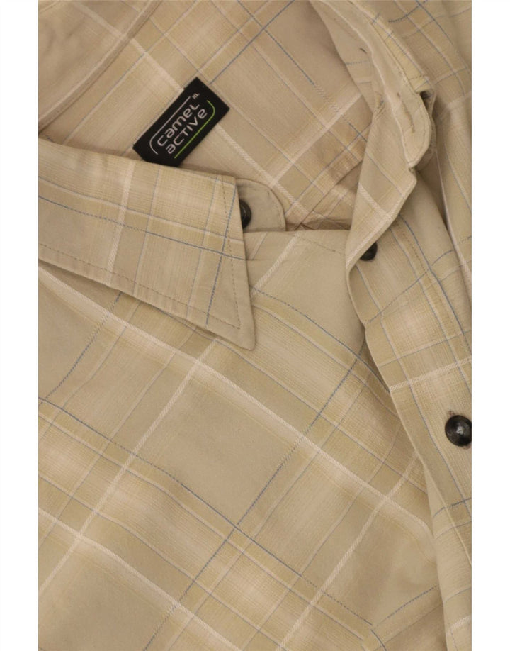 Camel Active Chemise à manches courtes pour homme XL Beige à carreaux