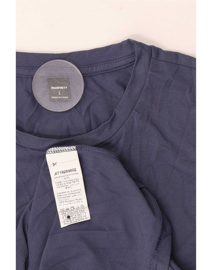 Manfinity Mens Graphic T-Shirt Top Large Navy Blue Polyester