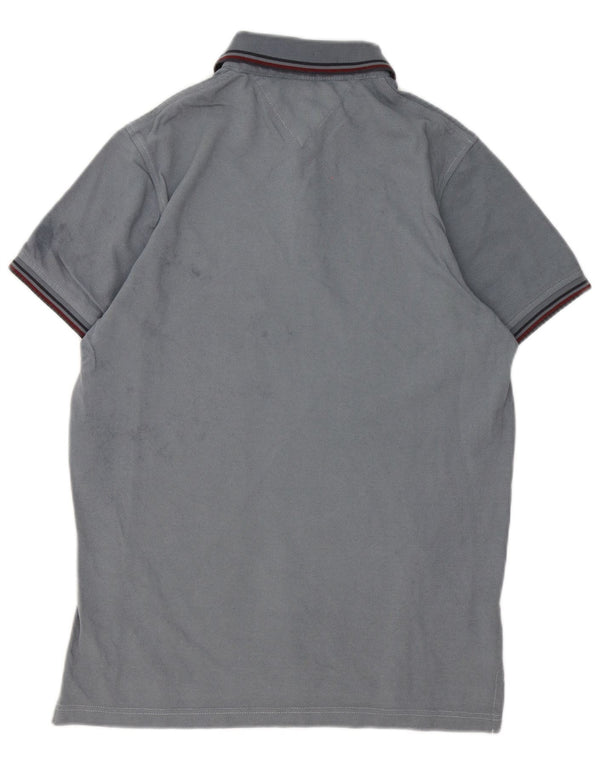 Tommy Hilfiger Mens Slim Fit Polo Shirt Large Grey Striped