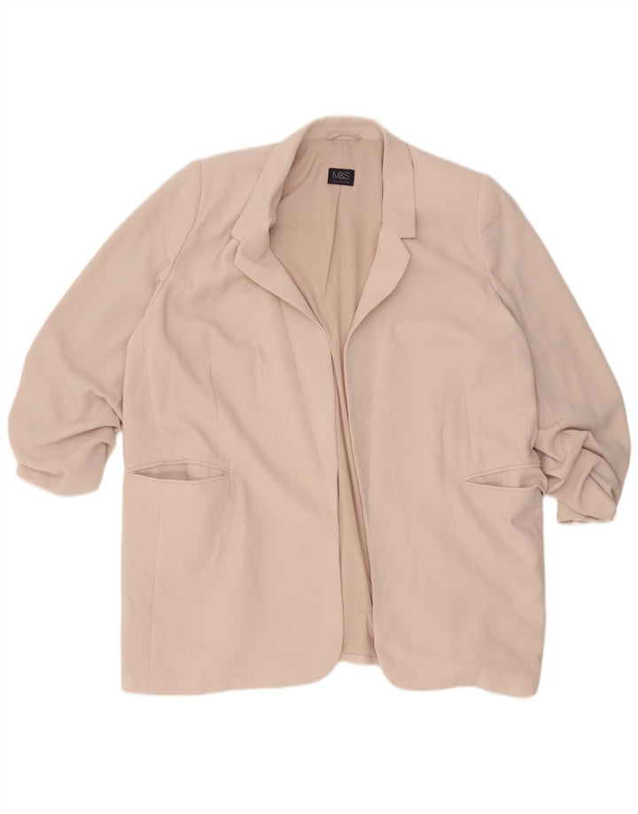 Marks & Spencer Womens 3/4 Sleeve Open Blazer Jacket UK 22 3XL Beige