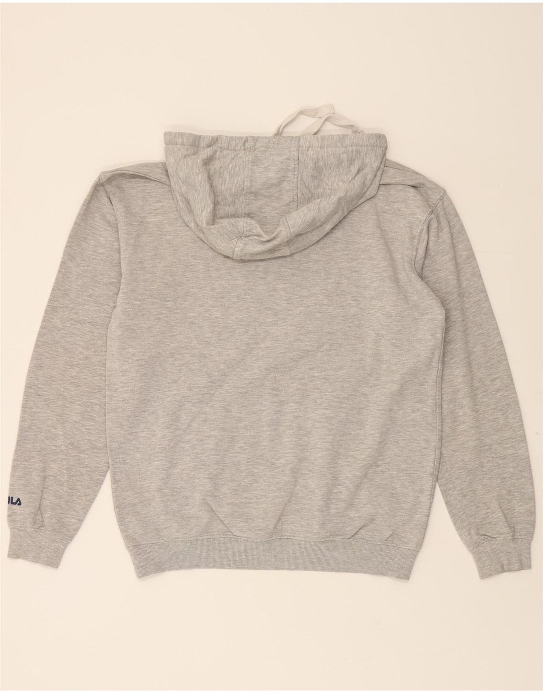 FILA Mens Graphic Hoodie Jumper Small Grey Cotton Vintage Fila and Second-Hand Fila from Messina Hembry 