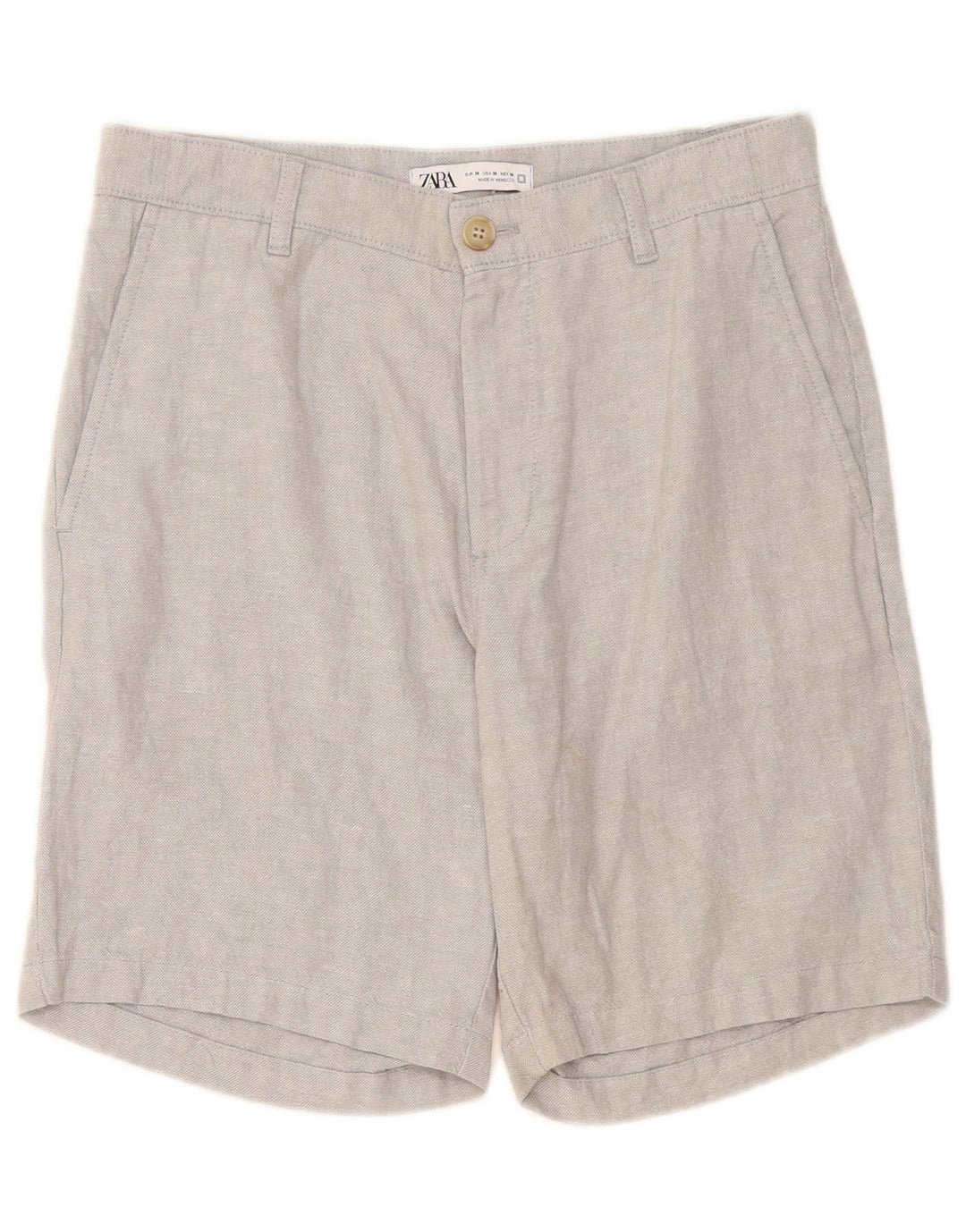 Zara Mens Chino Shorts EU 38 Small W30 Grey Linen