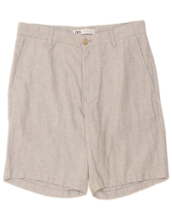 Zara Mens Chino Shorts EU 38 Small W30 Gris Lino