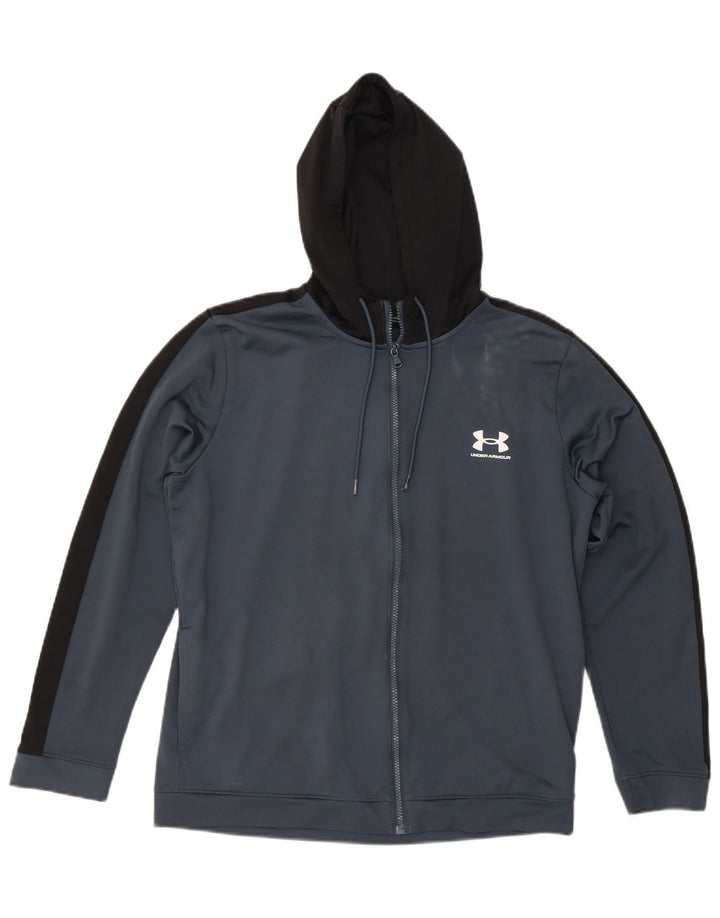 Suéter masculino com capuz e zíper UNDER ARMOUR grande bloco colorido azul