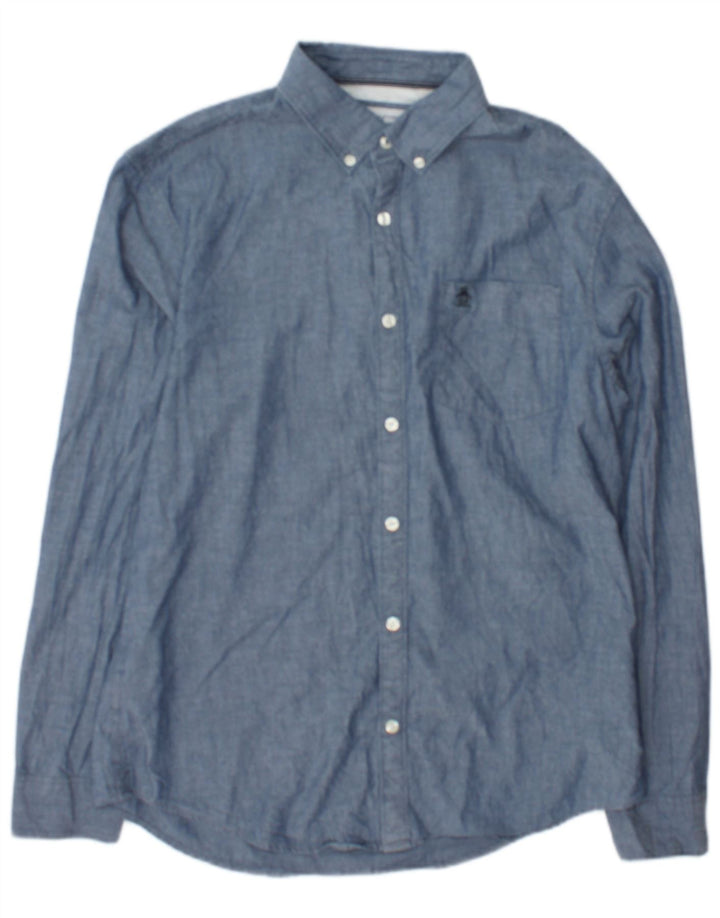 Penguin Mens Shirt Medium Blue Cotton