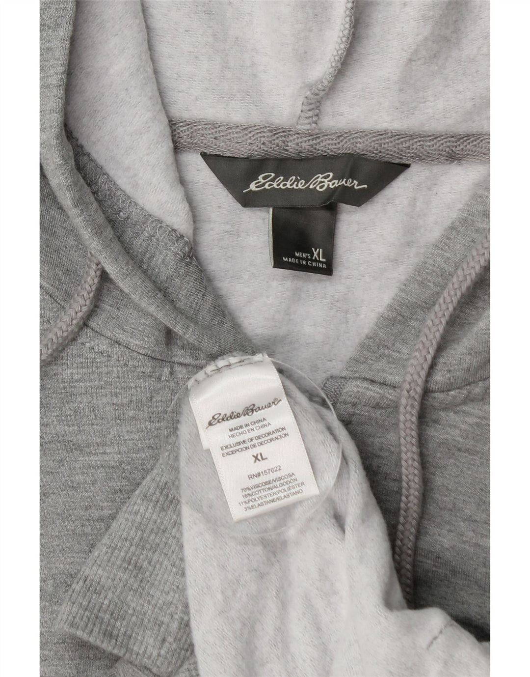 EDDIE BAUER Mens Zip Hoodie Sweater XL Grey Viscose